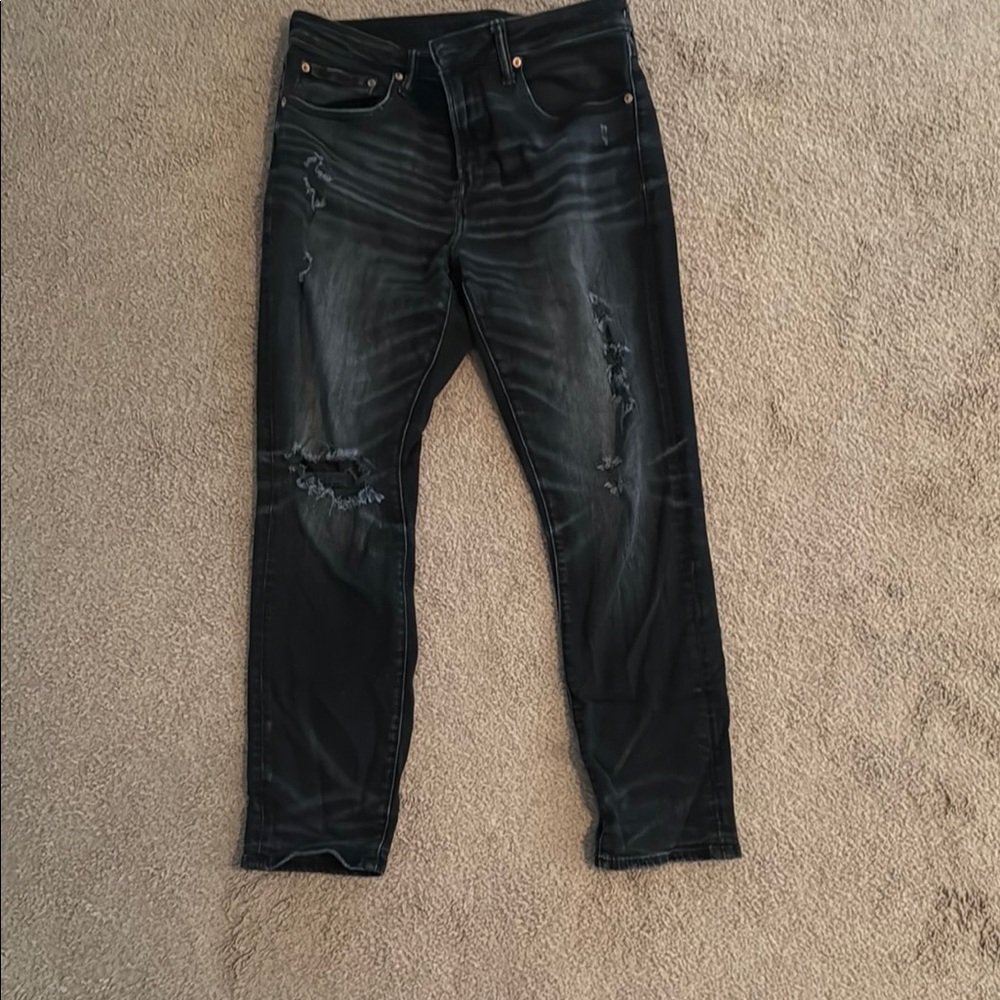 American Eagle Outfitters Black Distressed Skinny Jeans